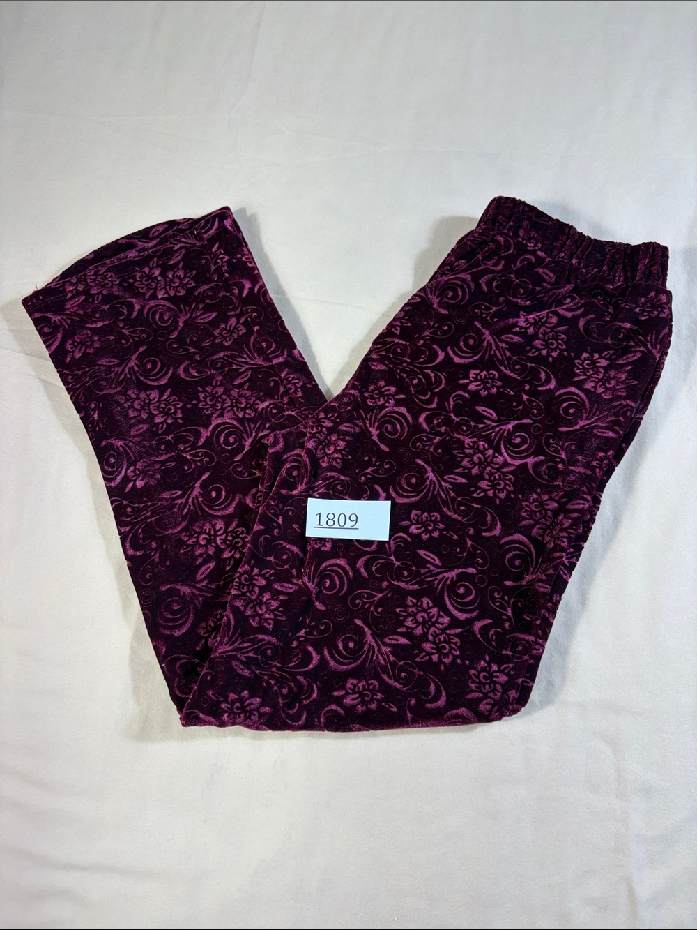 Marc New York Andrew Marc Burgundy Velvet Burnout Floral Wide Leg Pants XS NWT - Picture 11 of 11